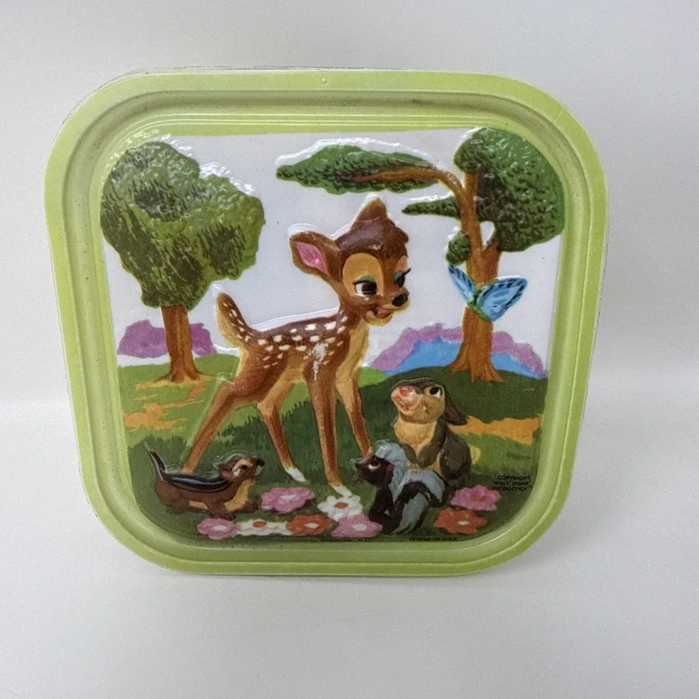Vtg  1960 Walt Disney Bambi Baby Crib Shoes Gift Picture Box w/ Lid & Size 2